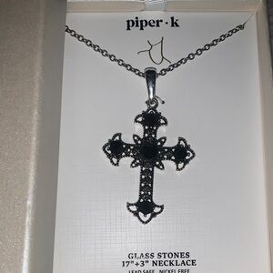 NEW Piper • k Silver and Black Cross Necklace
